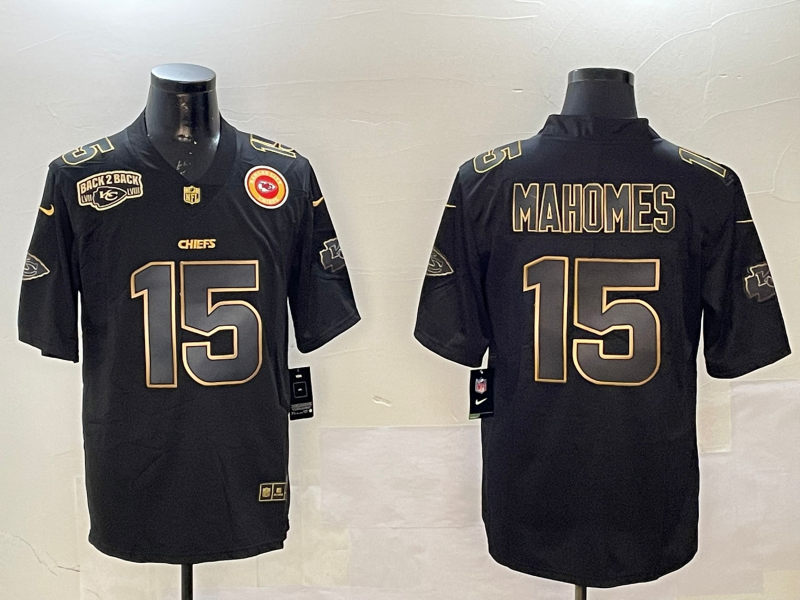 Men Kansas City Chiefs 15 Mahomes black Rainbow 2025 Nike Limited NFL Jersey style 65